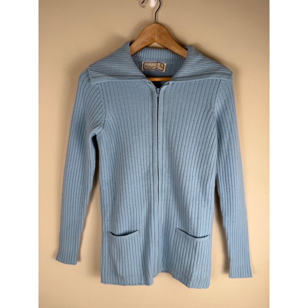 VTG Shannon of Ireland by Glenmac of Scotland 100% Cashmere Blue Cardigan Small